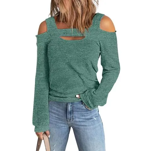 Long Sleeve Backless Fashion Solid Color Women's T-shirt