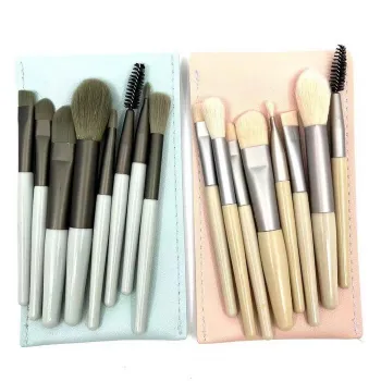 LOUISA 8pcs Makeup Brush Set with Faux Leather Bag - Random Color - 18% Discount