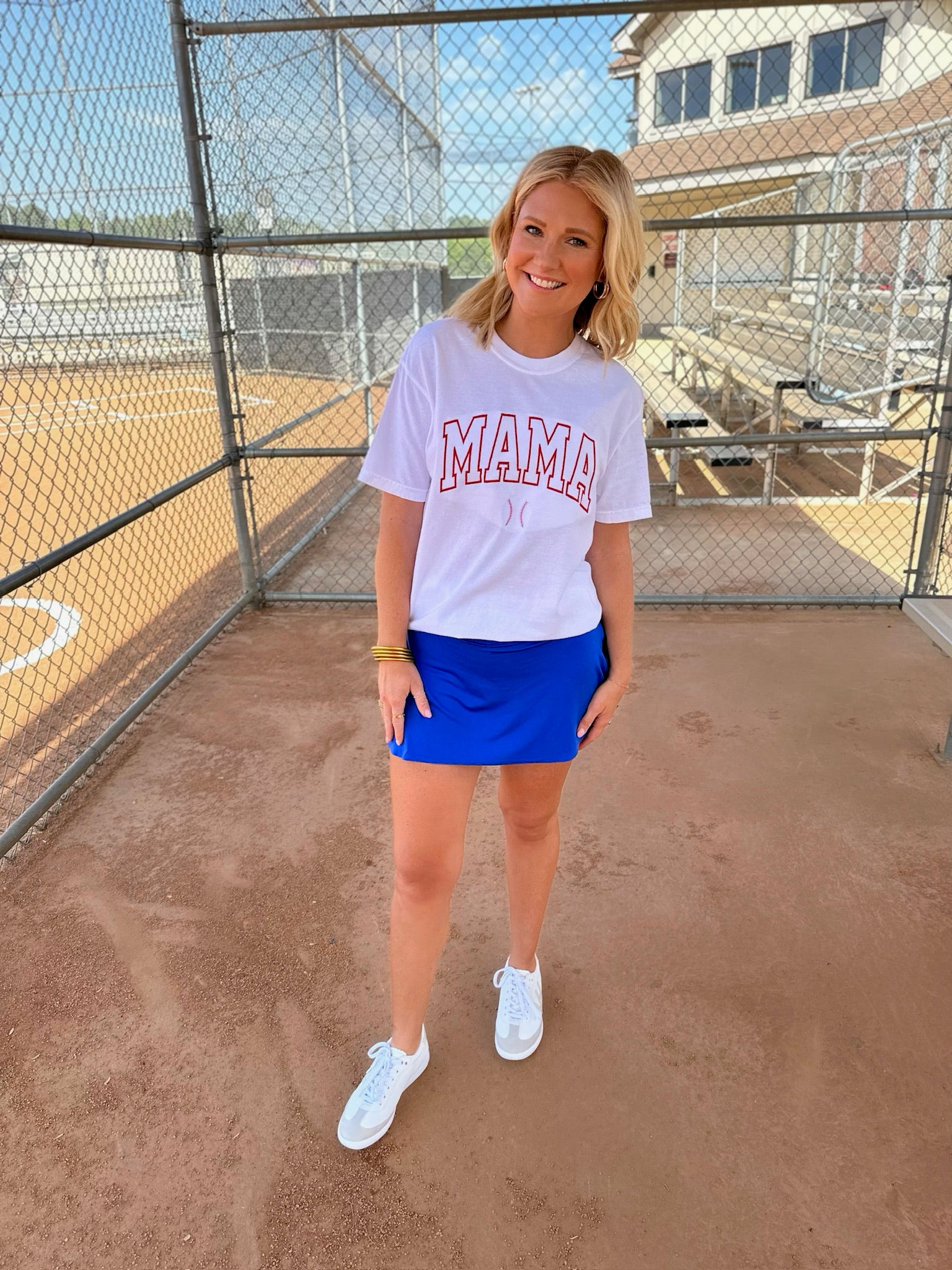 MAMA Baseball Tee Red White