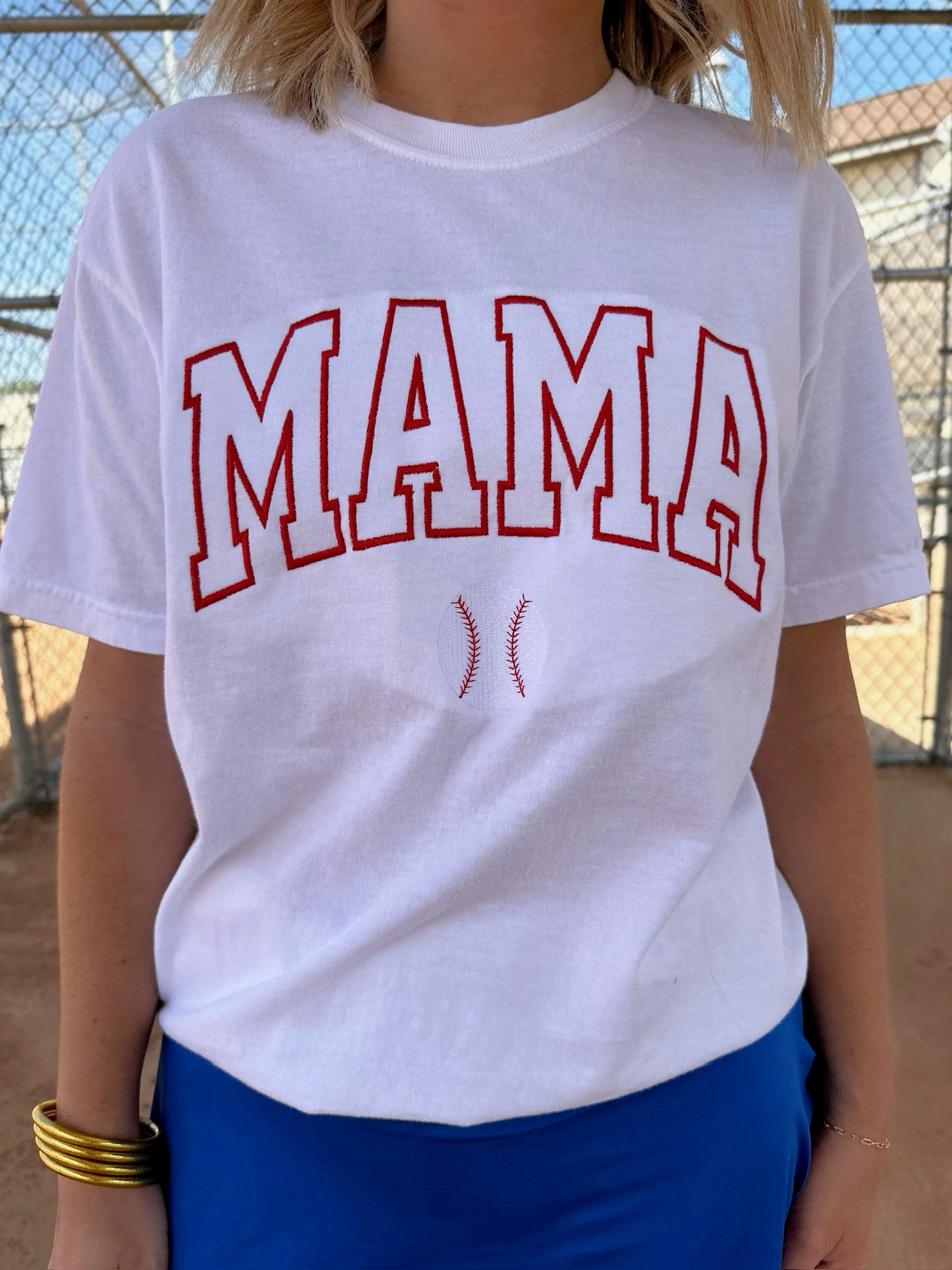 MAMA Baseball Tee Red White