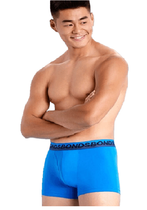 Men's Bonds Stretchables Everyday Trunks Blue with Grey Band - 2 Pack