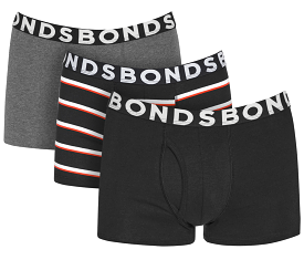 Mens Everyday Trunks - Black Bonds - 3 Pack