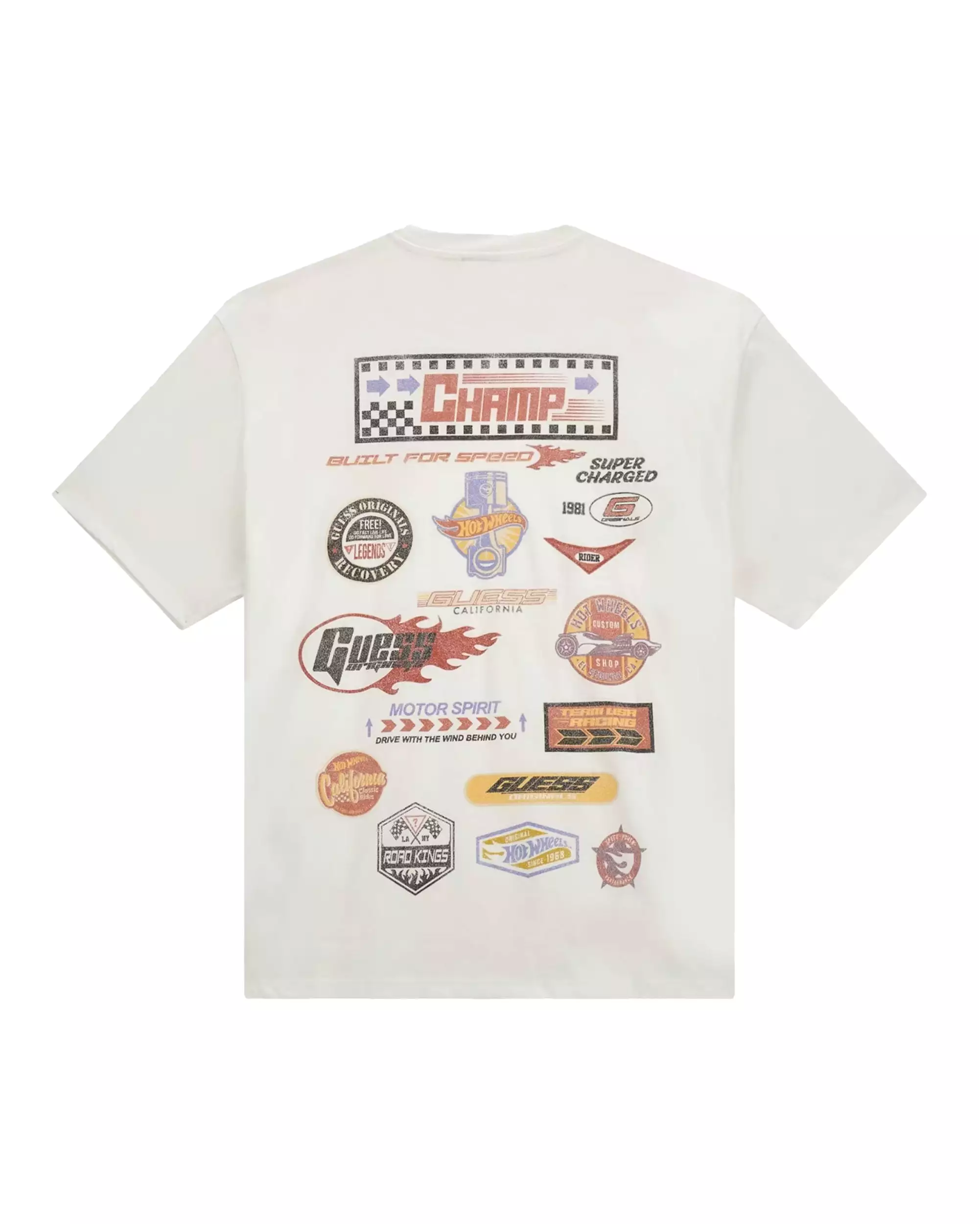 Men's Guess x Hot Wheels printed white T-shirt