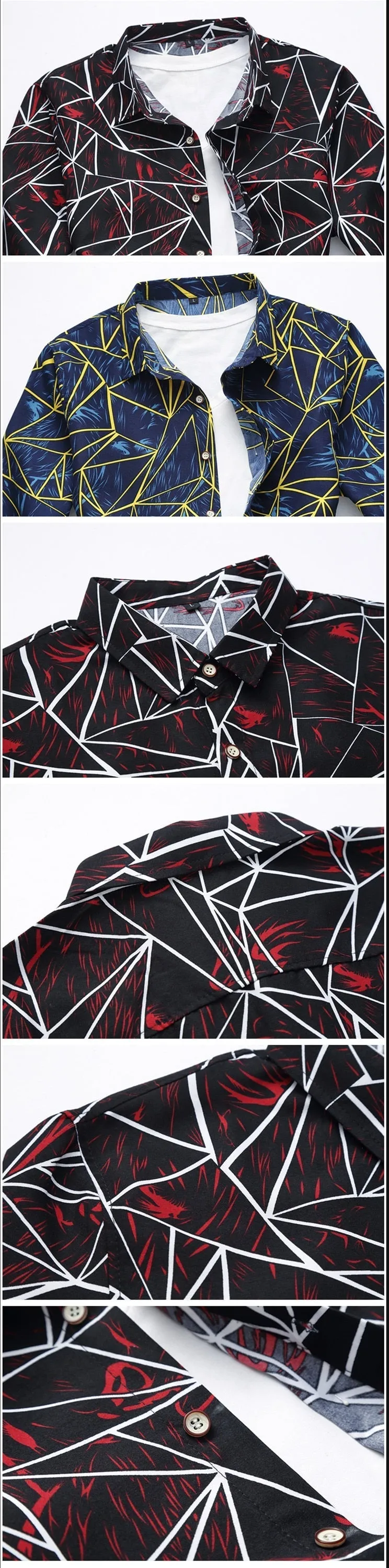 Mens Regular Flower Printed Broadcloth Casual Long Sleeve Slim Shirt