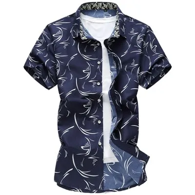 Men's Geometric Printed Casual Short Sleeve Shirt for Summer