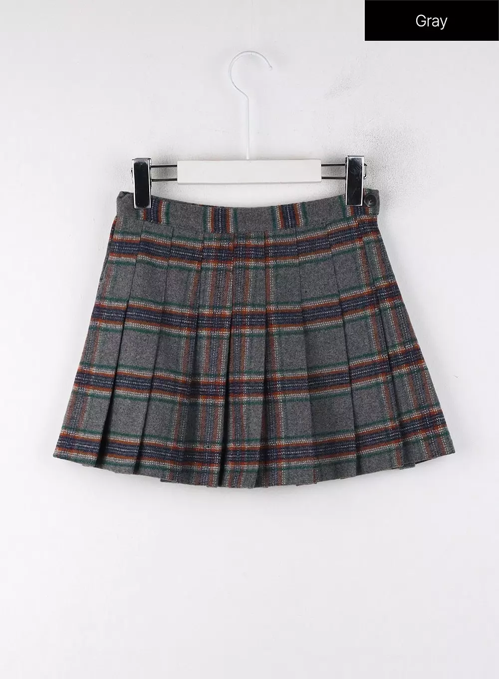 Mid Waist Check Zip Mini Skirt