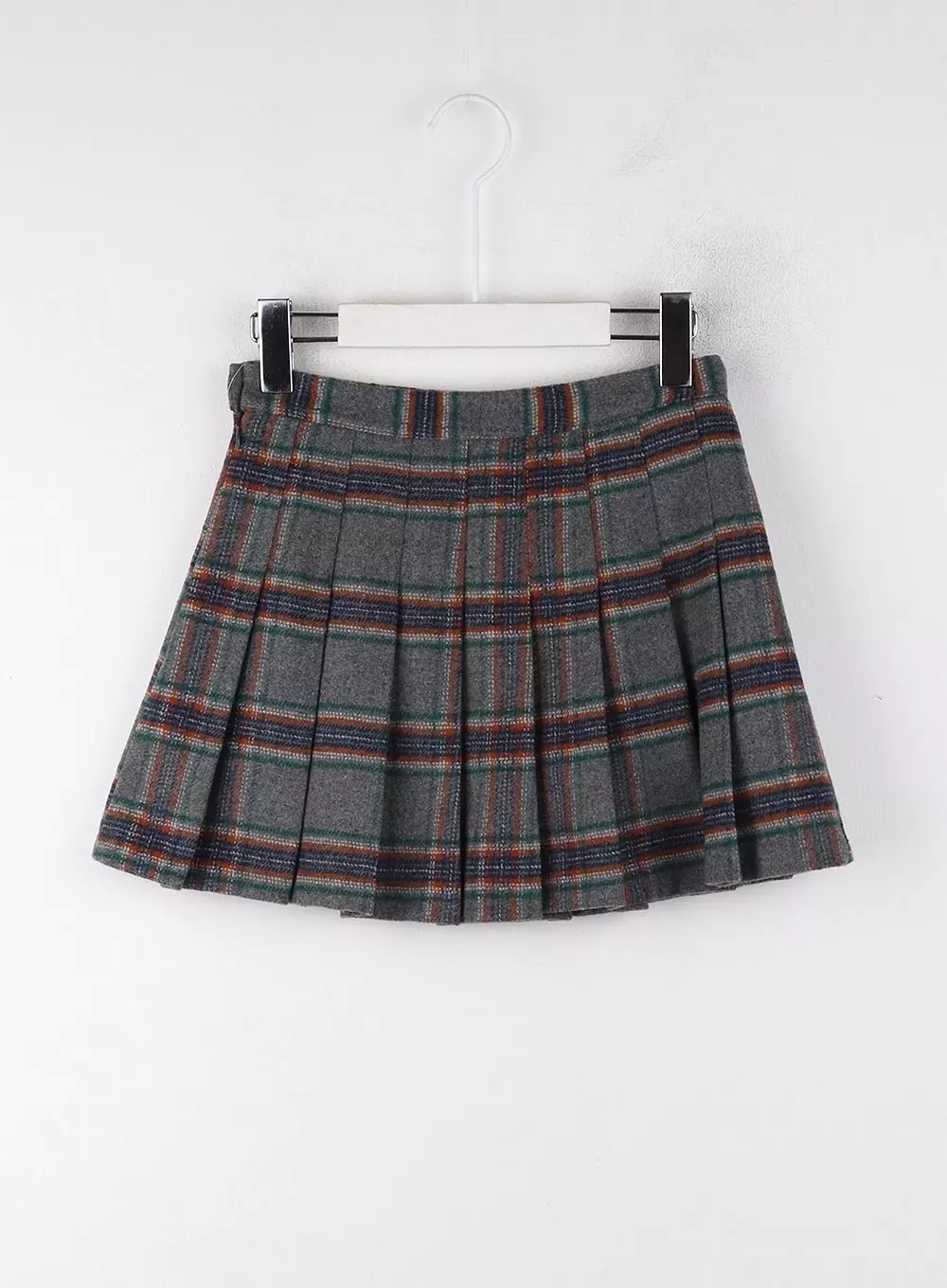 Mid Waist Check Zip Mini Skirt