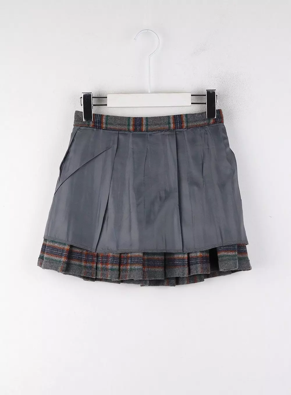 Mid Waist Check Zip Mini Skirt