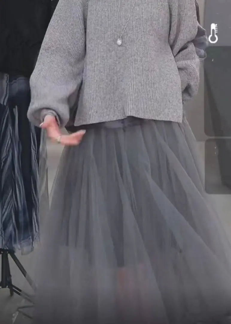 Modern Grey Patchwork Tulle Skirts | SpringHA1026