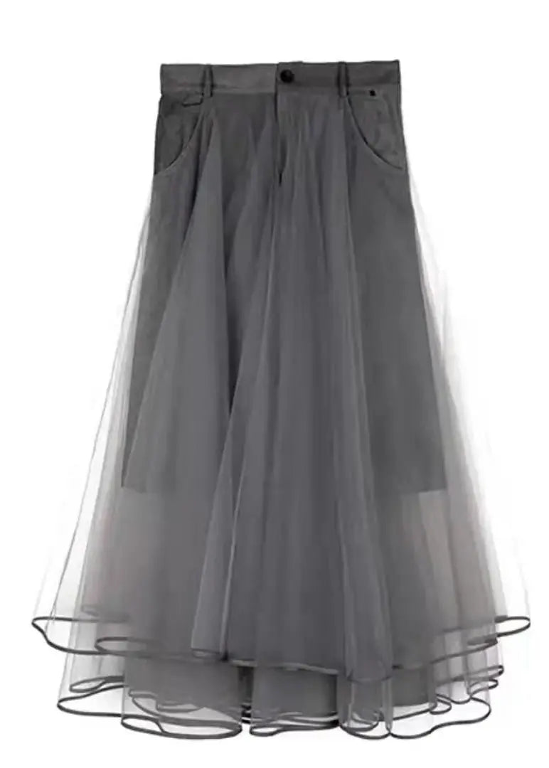 Modern Grey Patchwork Tulle Skirts | SpringHA1026