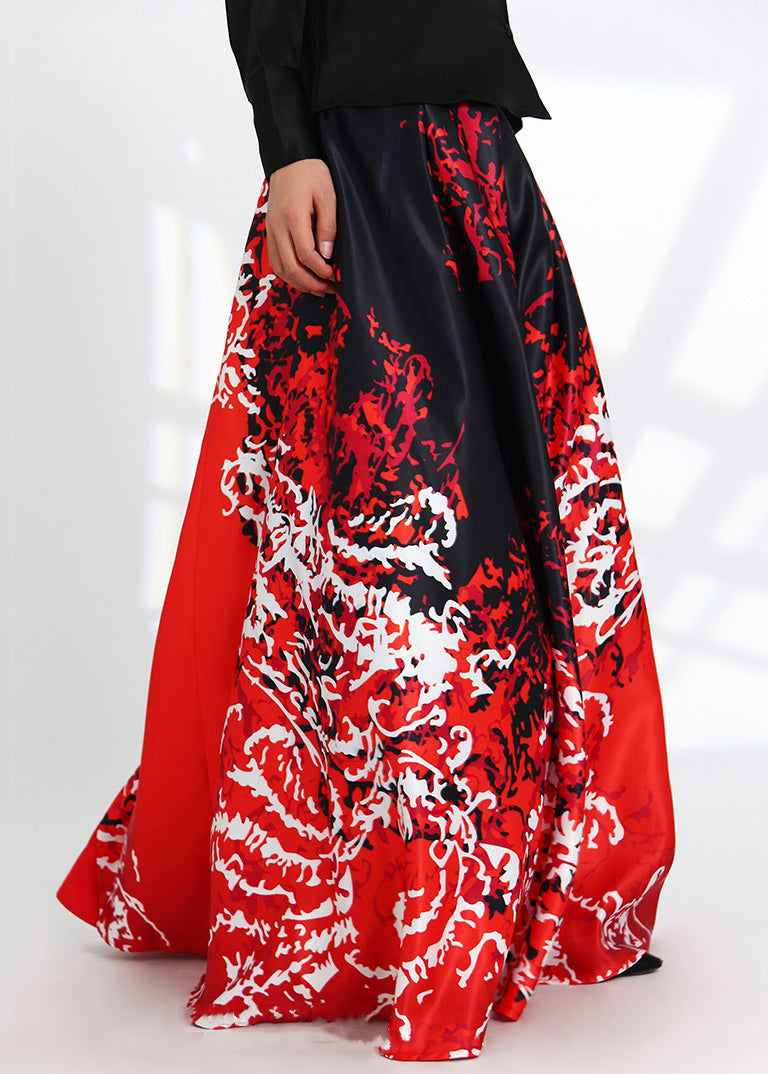 New Red High Waist Silk Skirts AS1051