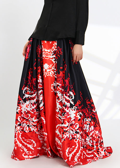 New Red High Waist Silk Skirts AS1051