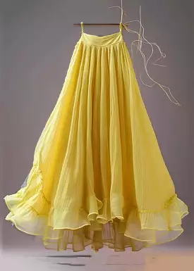 New yellow high waist chiffon skirts summer AB1009.