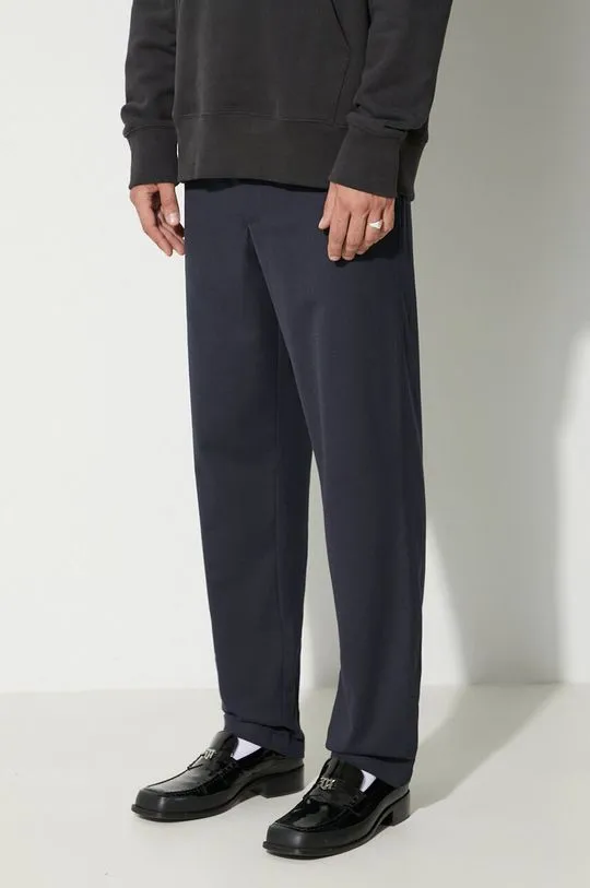 Navy Blue Norse Projects Wool Blend Trousers Ezra Relaxed Cotton Wool Twill Trouser N25-0391-7004