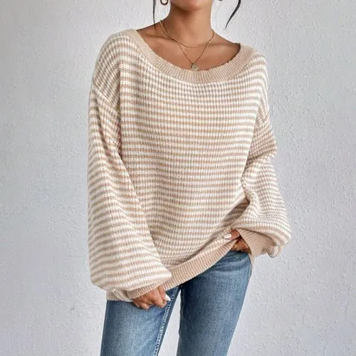 Online women's long sleeve sweaters and cardigans with contrast binding, perfect for casual streetwear. Featuring a trendy strip