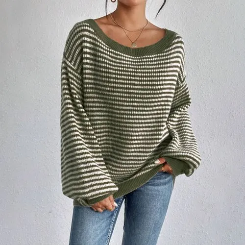 Online women's long sleeve sweaters and cardigans with contrast binding, perfect for casual streetwear. Featuring a trendy strip