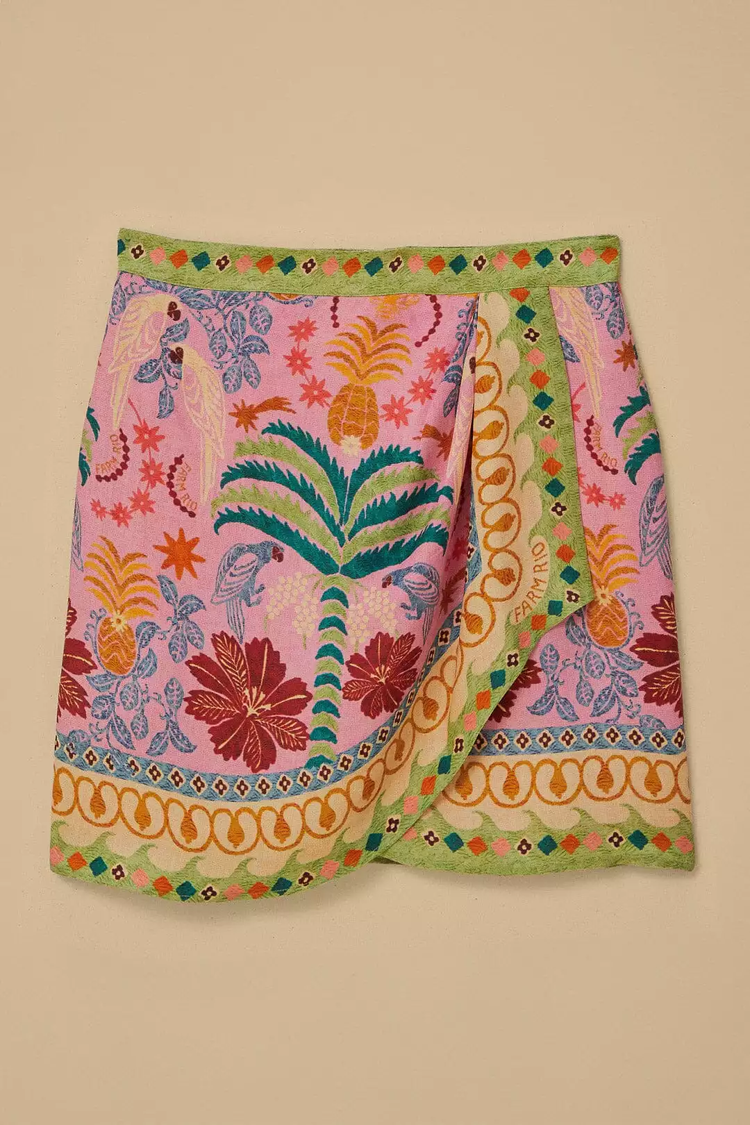 Pink Fruit Queen Scarf Miniskirt - Farm Rio