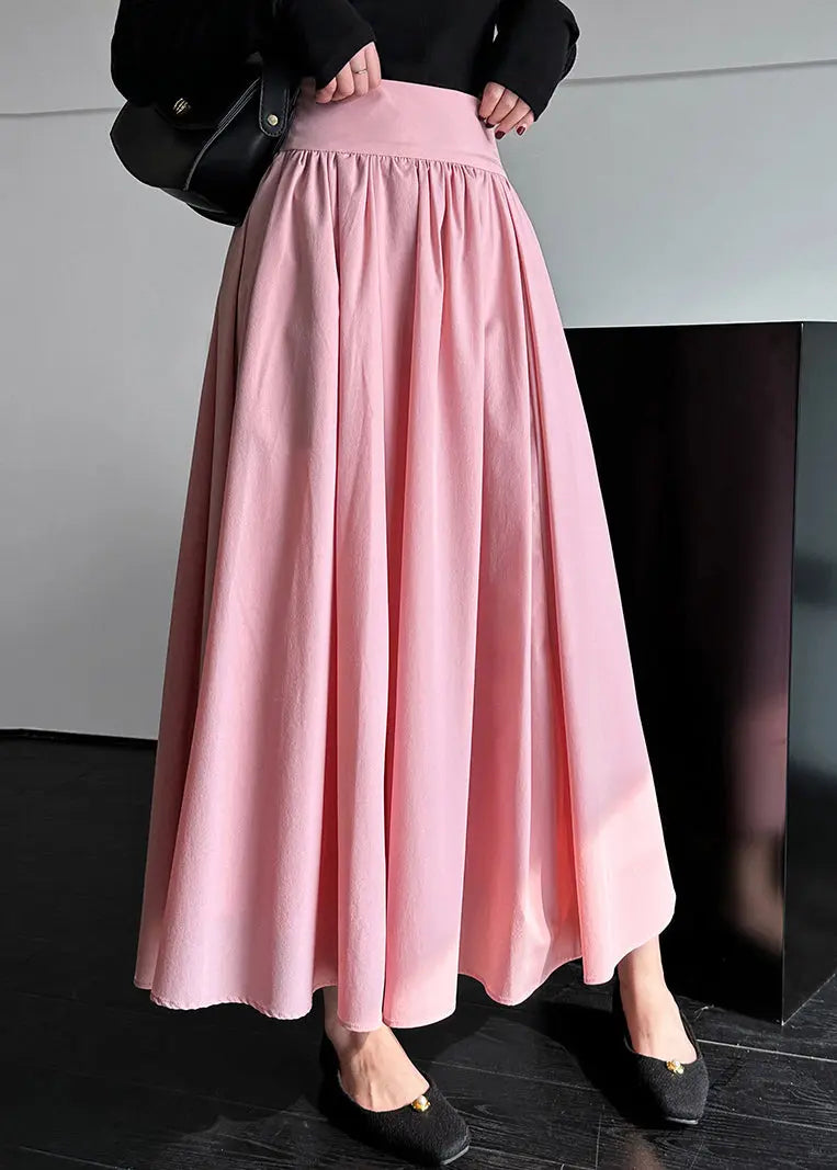 Pink Zippered High Waist Cotton Skirts Spring CG1047