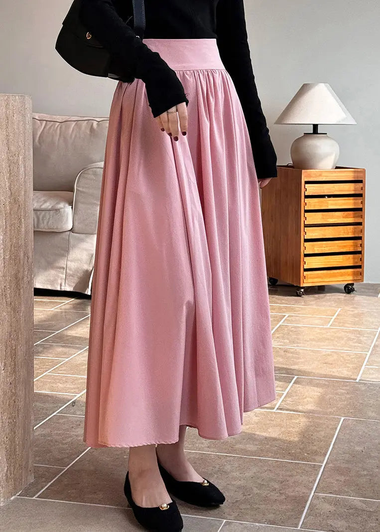 Pink Zippered High Waist Cotton Skirts Spring CG1047