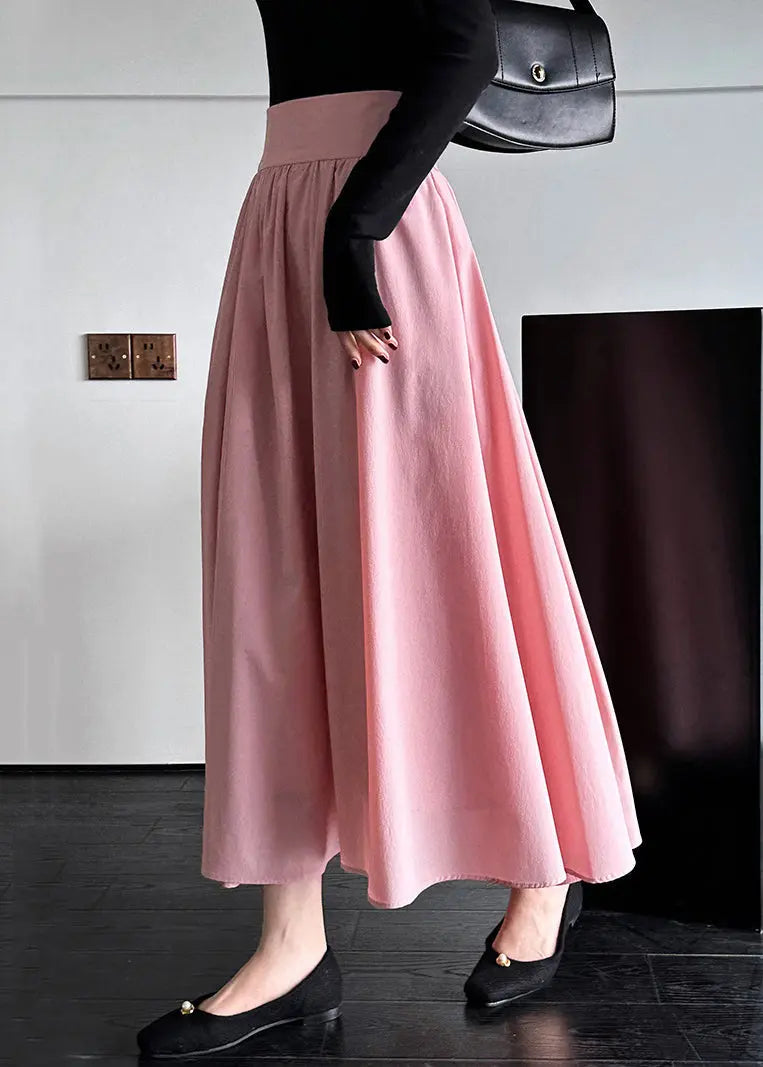 Pink Zippered High Waist Cotton Skirts Spring CG1047