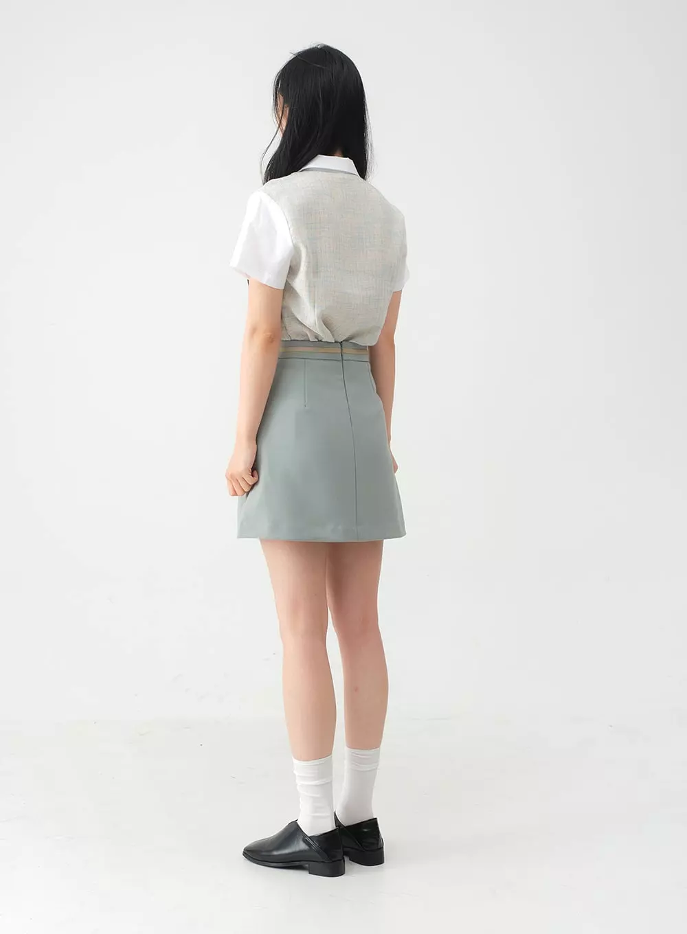 Pleated Belted Mini Skirt OY31 - Result: Trendy Pleated Mini Skirt with Belt - OY31