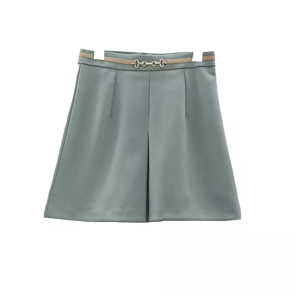 Pleated Belted Mini Skirt OY31 - Result: Trendy Pleated Mini Skirt with Belt - OY31