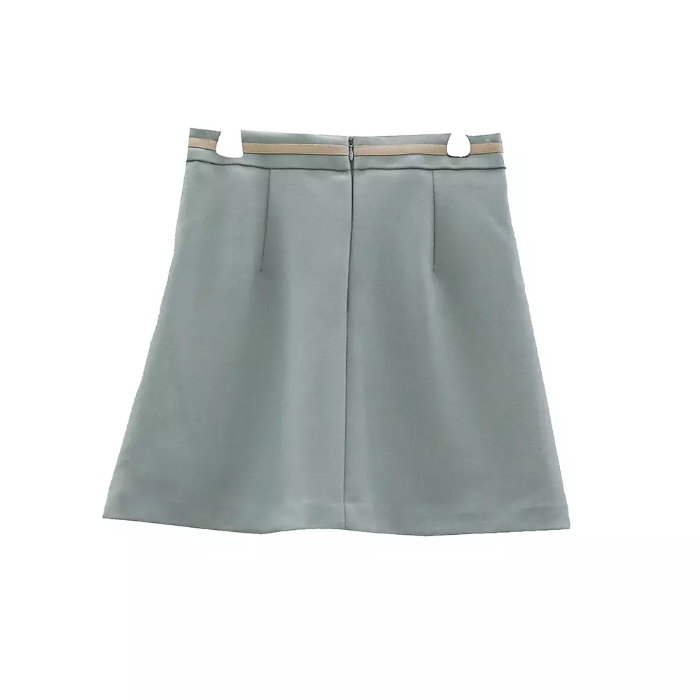 Pleated Belted Mini Skirt OY31 - Result: Trendy Pleated Mini Skirt with Belt - OY31