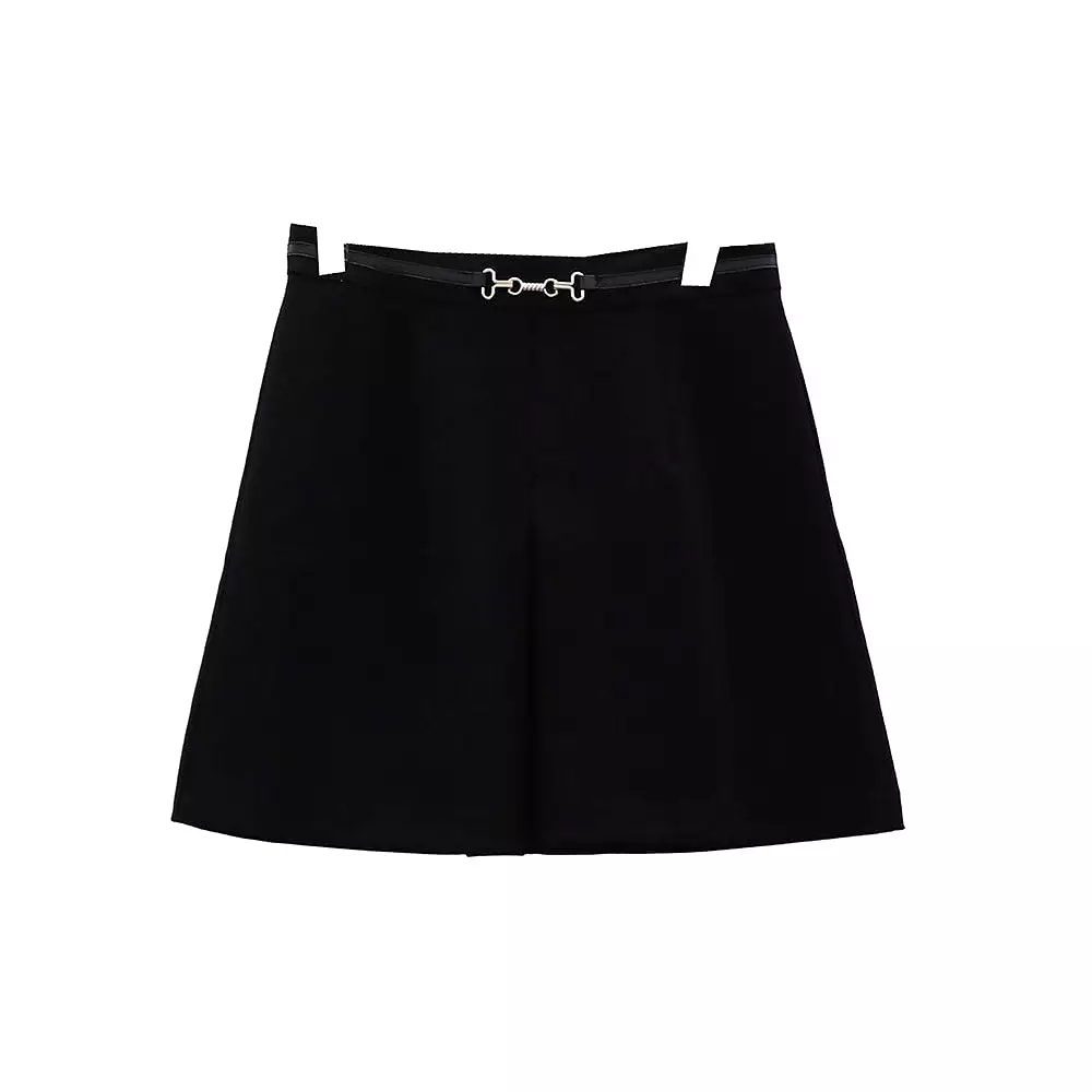 Pleated Belted Mini Skirt OY31 - Result: Trendy Pleated Mini Skirt with Belt - OY31