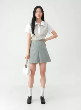 Pleated Belted Mini Skirt OY31 - Result: Trendy Pleated Mini Skirt with Belt - OY31