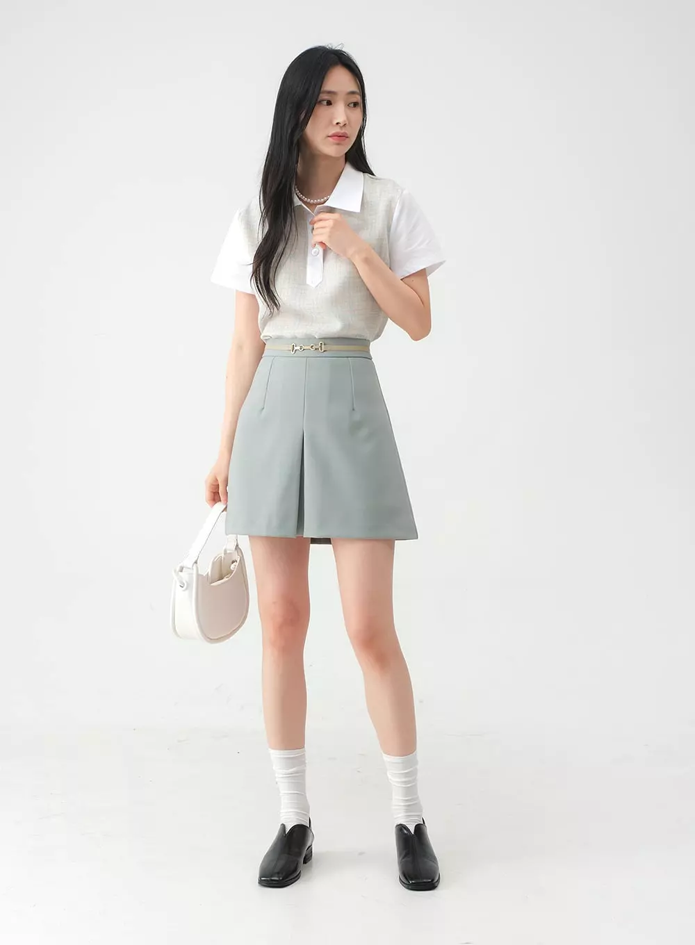 Pleated Belted Mini Skirt OY31 - Result: Trendy Pleated Mini Skirt with Belt - OY31