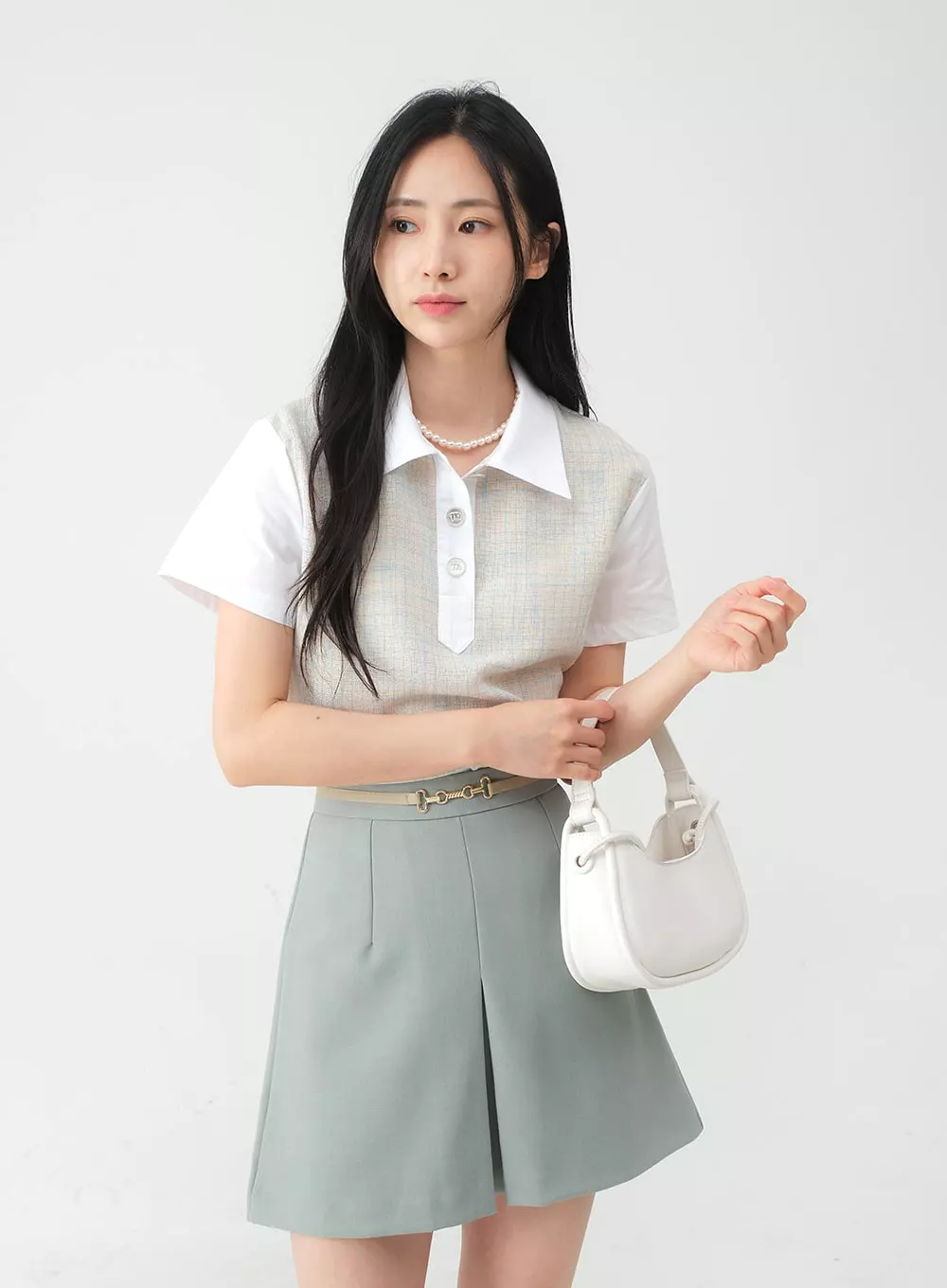 Pleated Belted Mini Skirt OY31 - Result: Trendy Pleated Mini Skirt with Belt - OY31