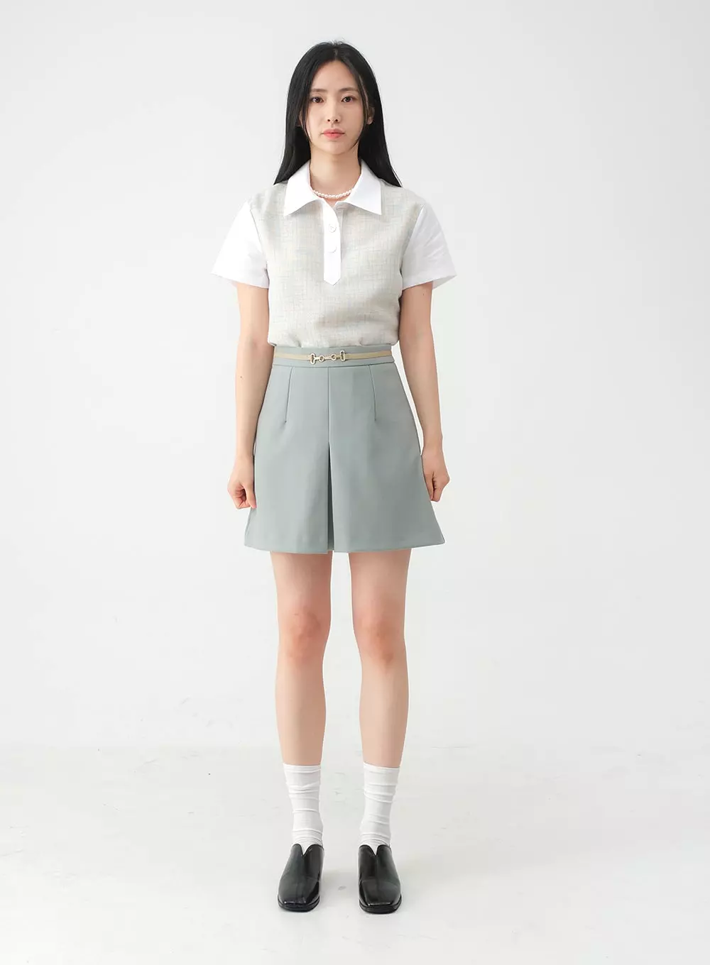 Pleated Belted Mini Skirt OY31 - Result: Trendy Pleated Mini Skirt with Belt - OY31