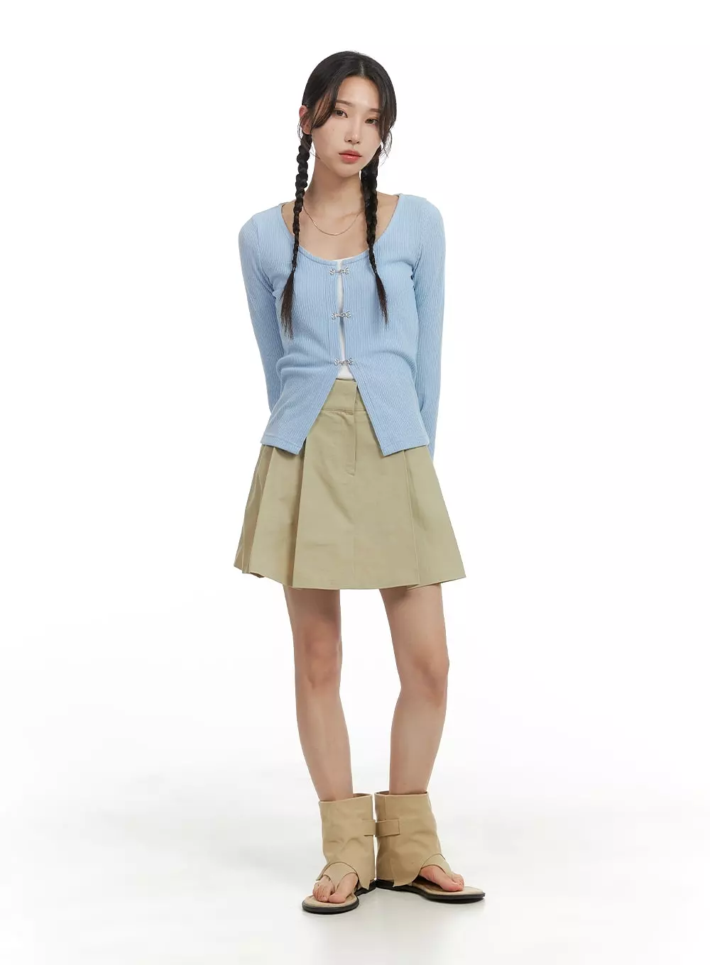 Pleated Cotton Mini Skirt - CM427