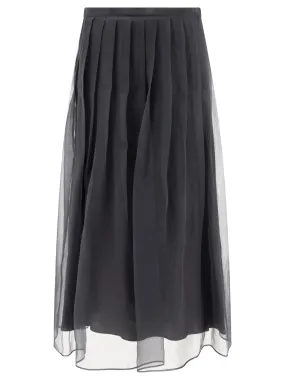 Grey Pleated Midi Skirts - Shop Now