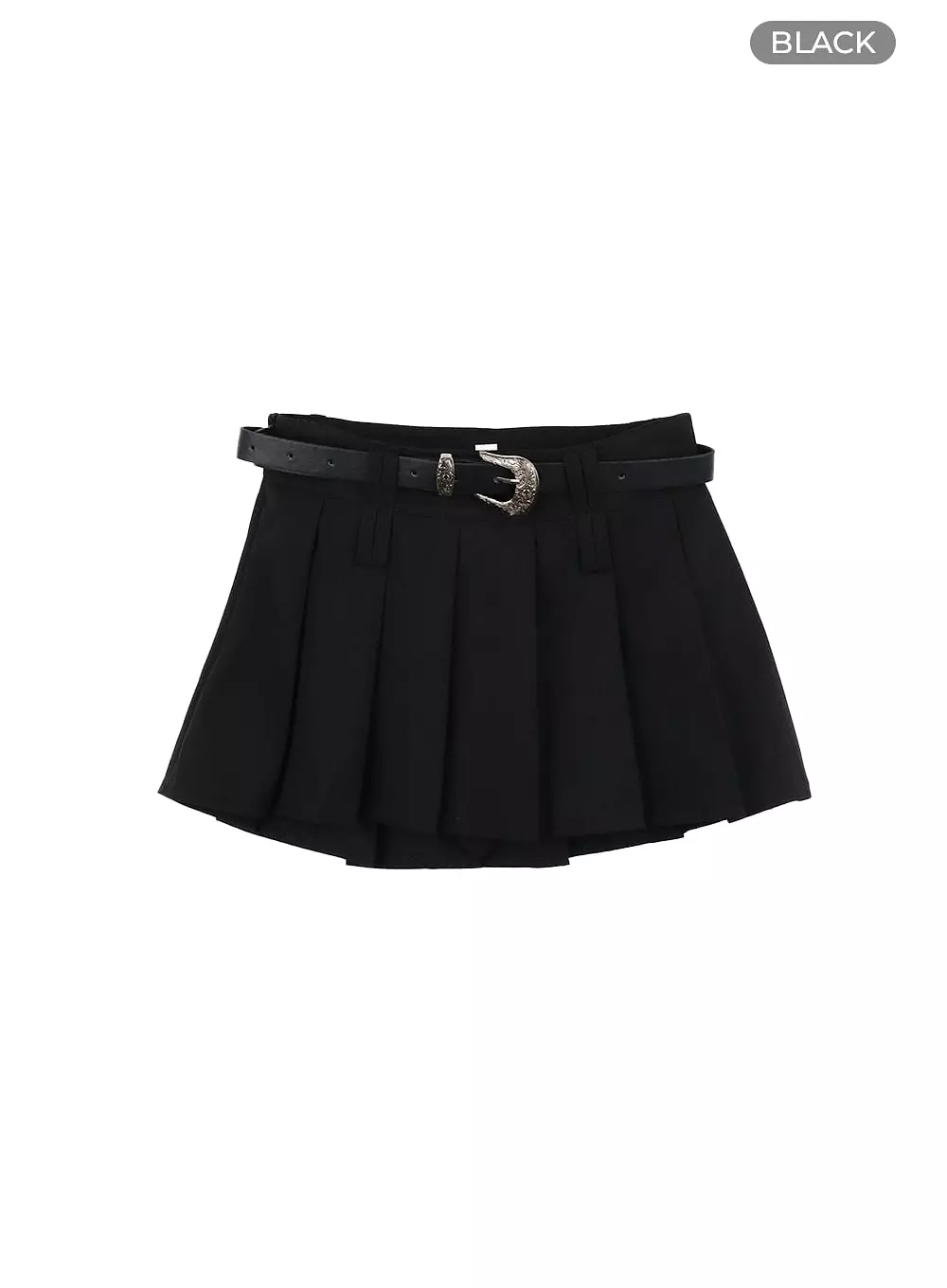 Pleated Mini Skirt Belt IA417