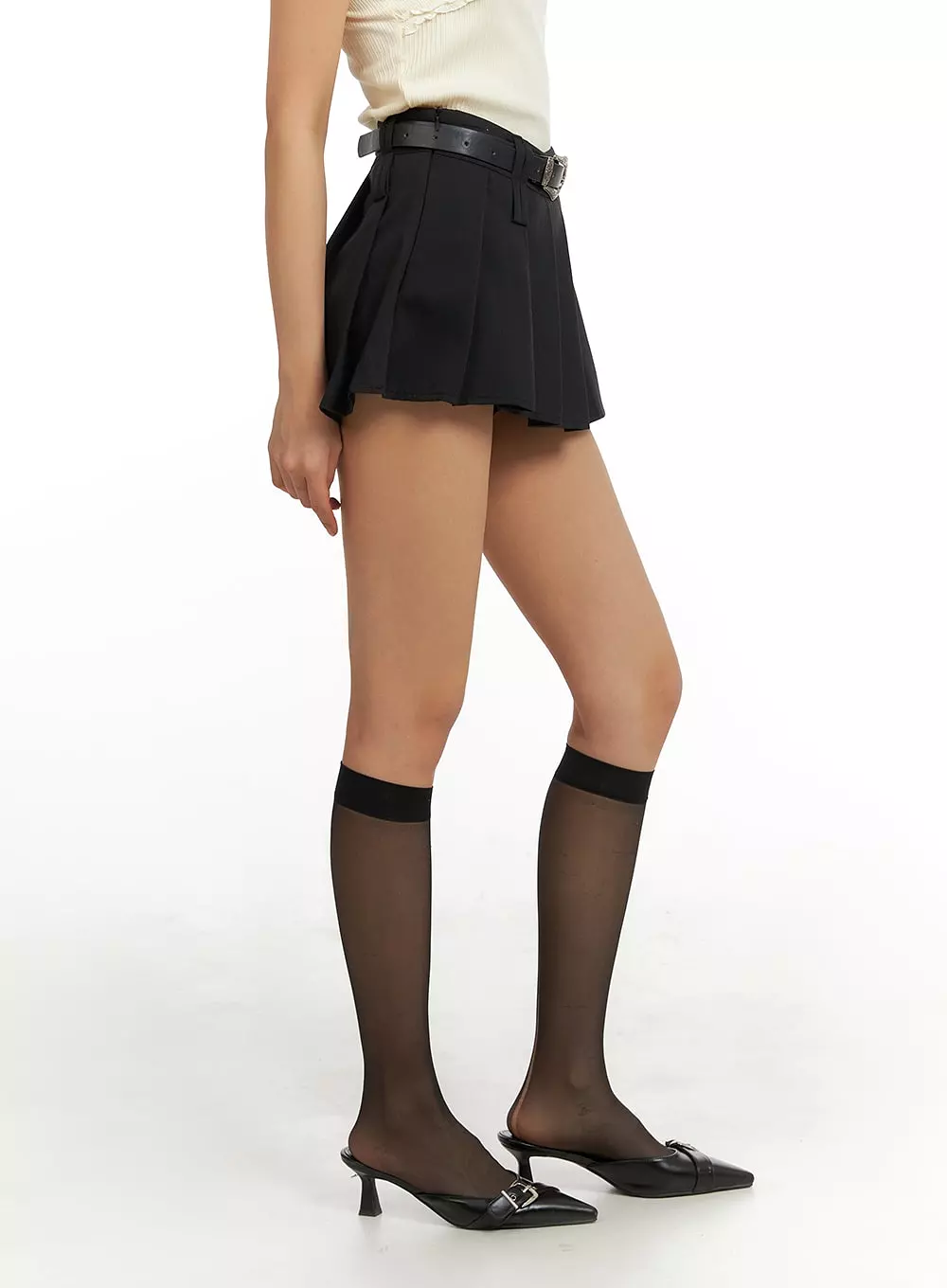 Pleated Mini Skirt with Belt IA417 - Shop now