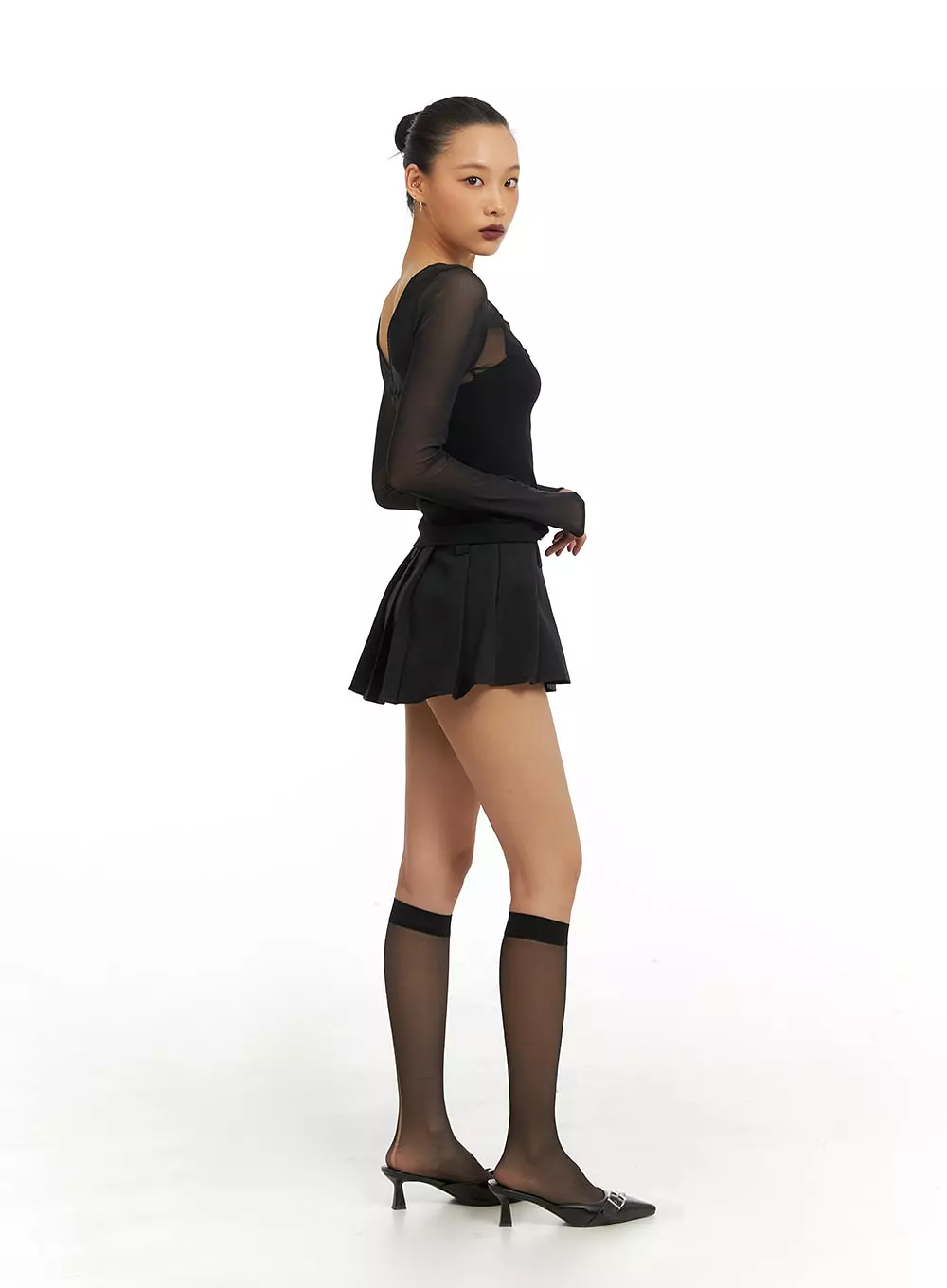 Pleated Mini Skirt with Belt IA417 - Shop now