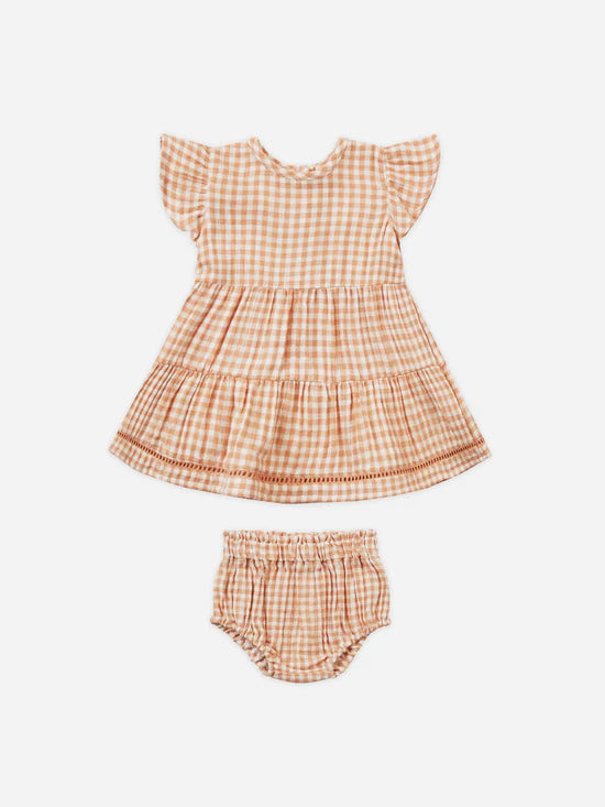 Quincy Mae Lily Dress Melon Gingham