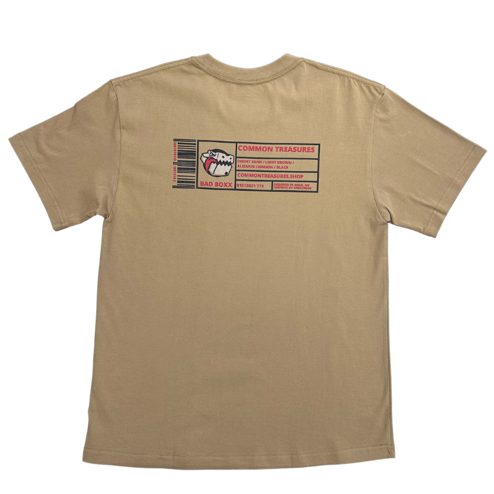 Red Big Box Logo Tan Label T-Shirt