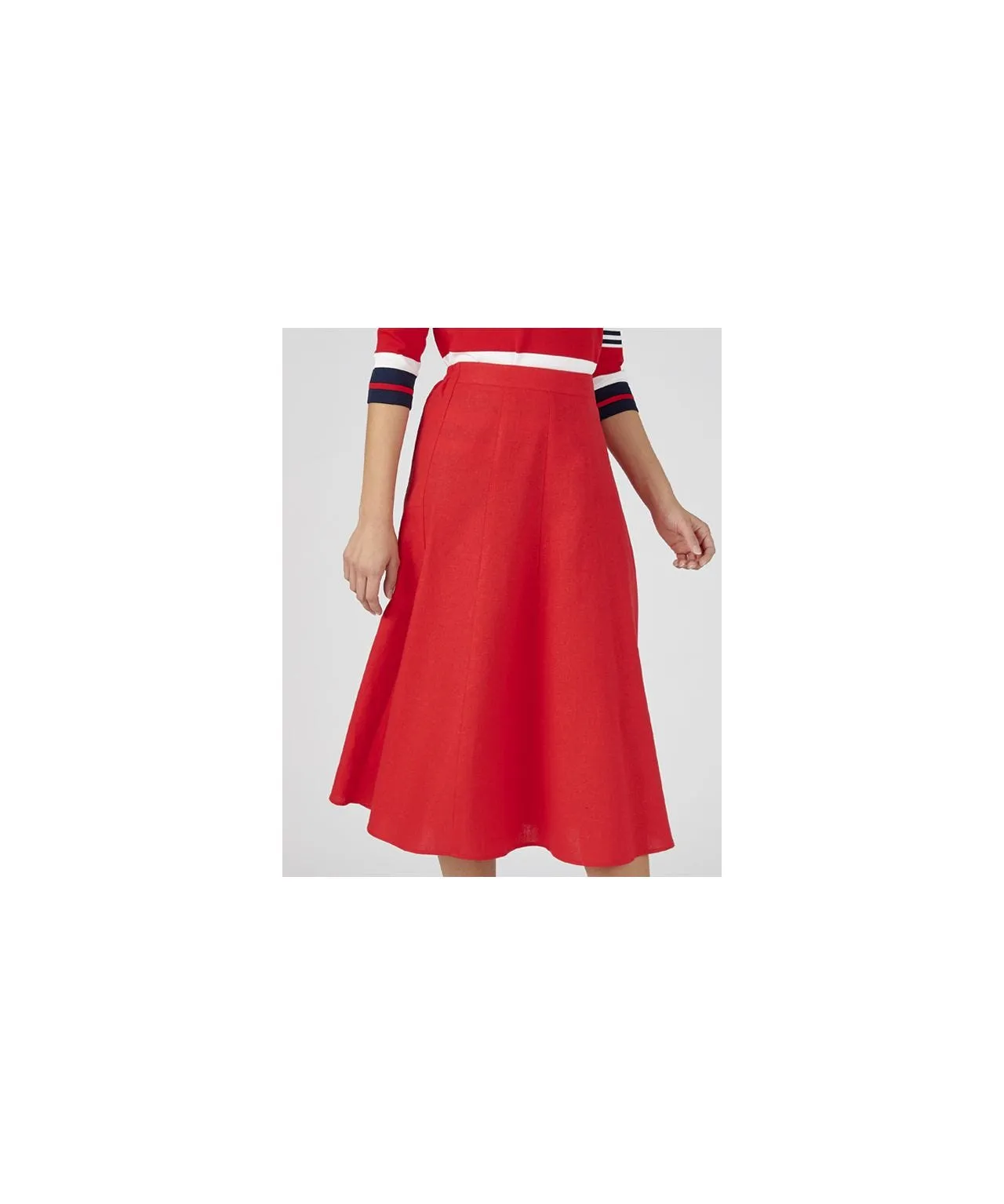 Linen Skirt in Red Color