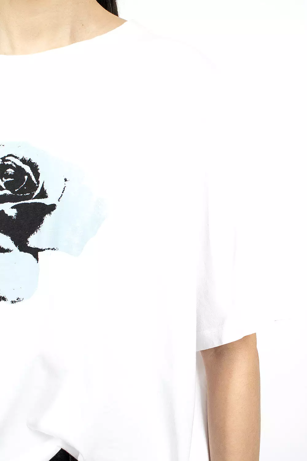 Rose Graphic White T-Shirt - Oversized Fit