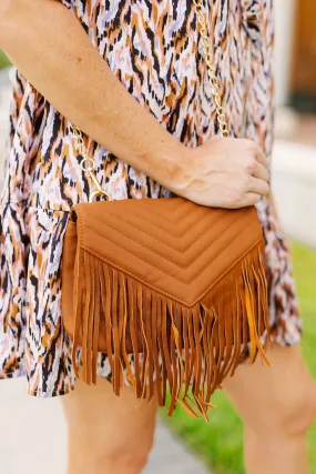 Russel Quilted Crossbody Fringe Camel