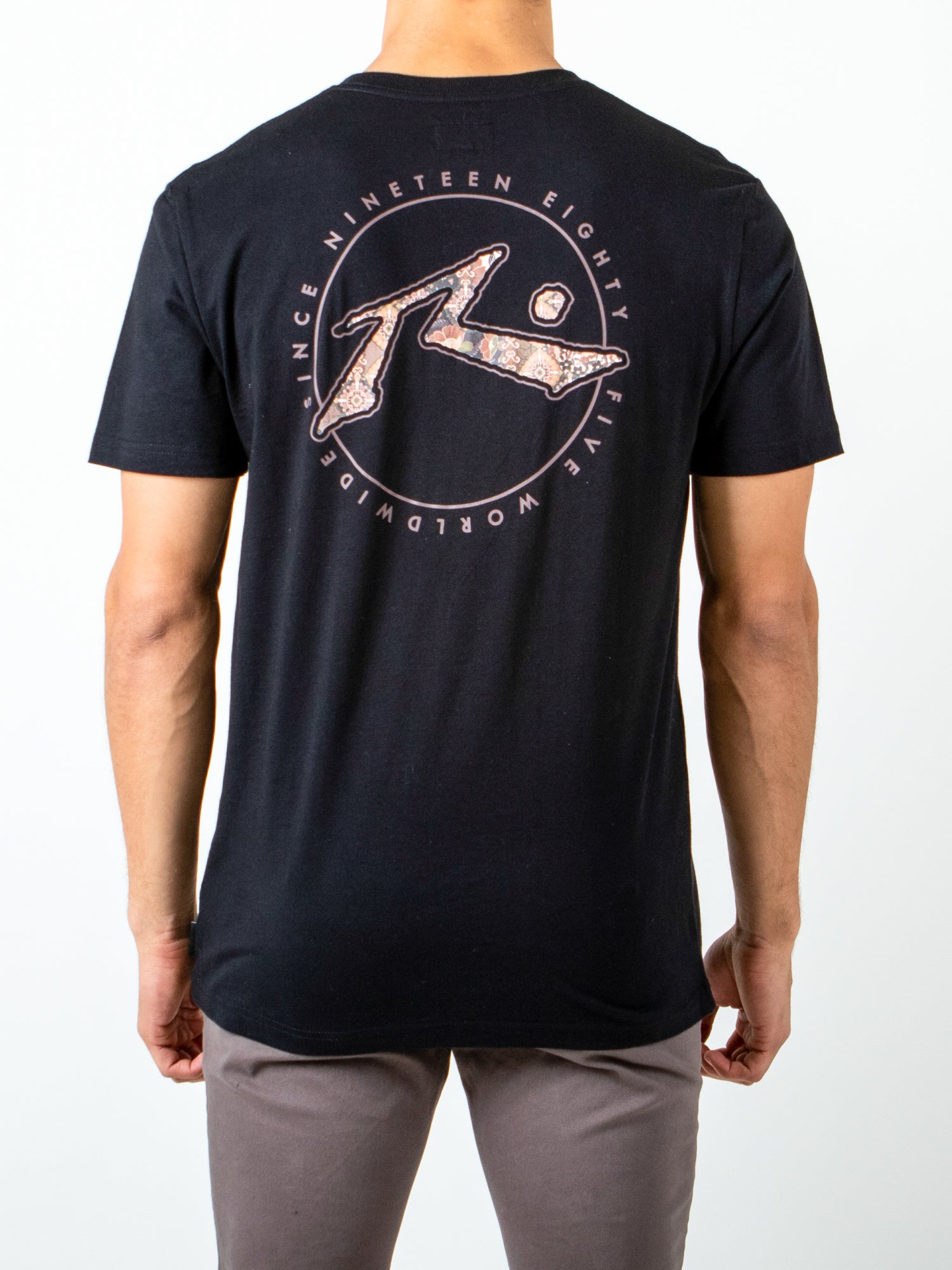 Rusty Black Hand Printed Short Sleeve T-shirt US