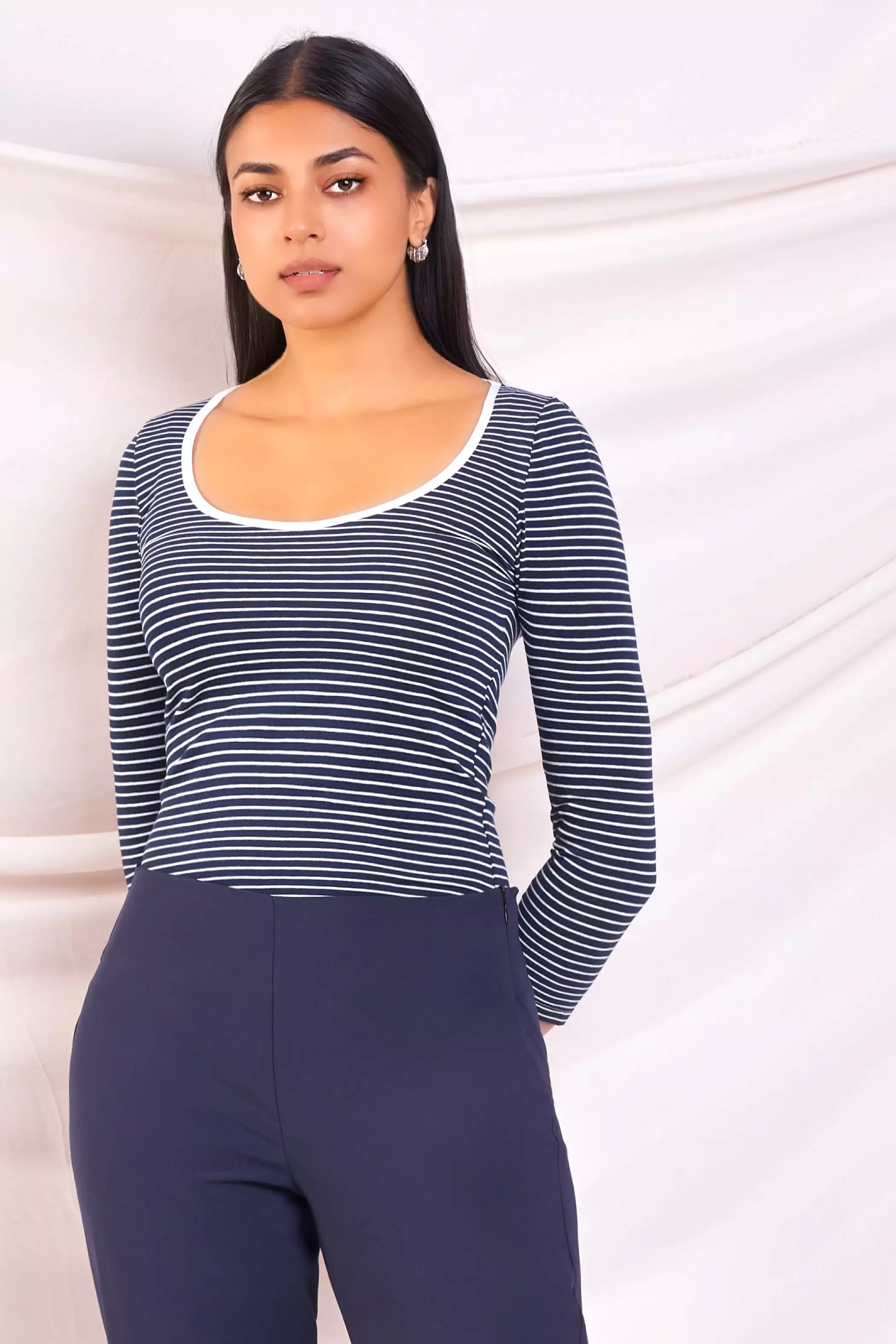 Scoop Neck Stripe Tee