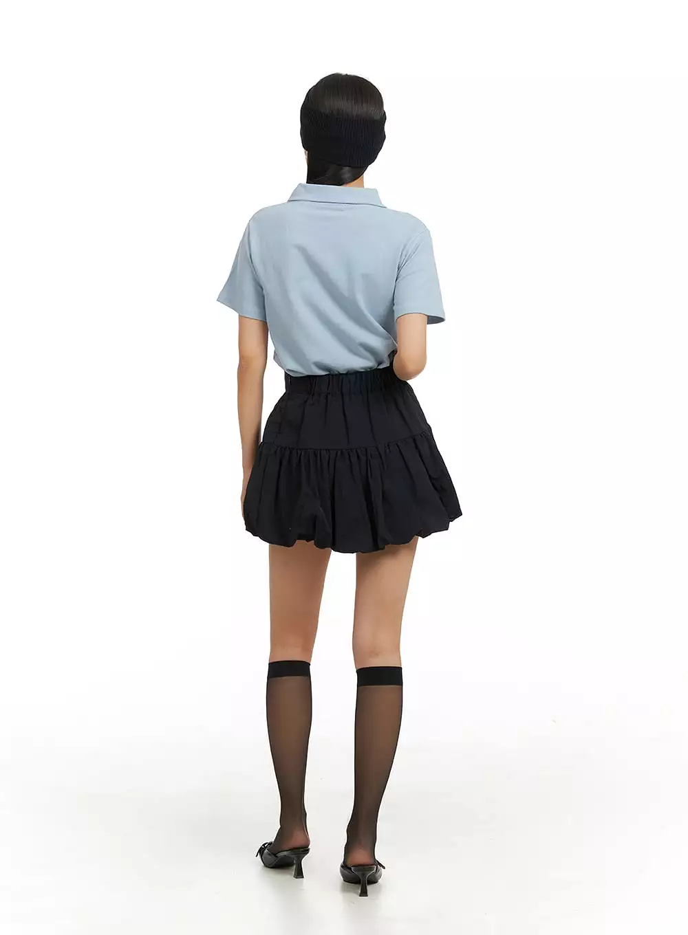 Shirred Balloon Mini Skirt IA417 - Google SEO friendly result: IA417 Shirred Balloon Mini Skirt