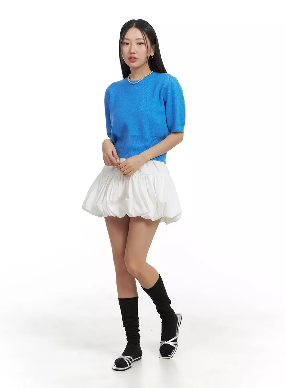 Shirred Bubble Mini Skirt with Outstanding Quality and Style OM428