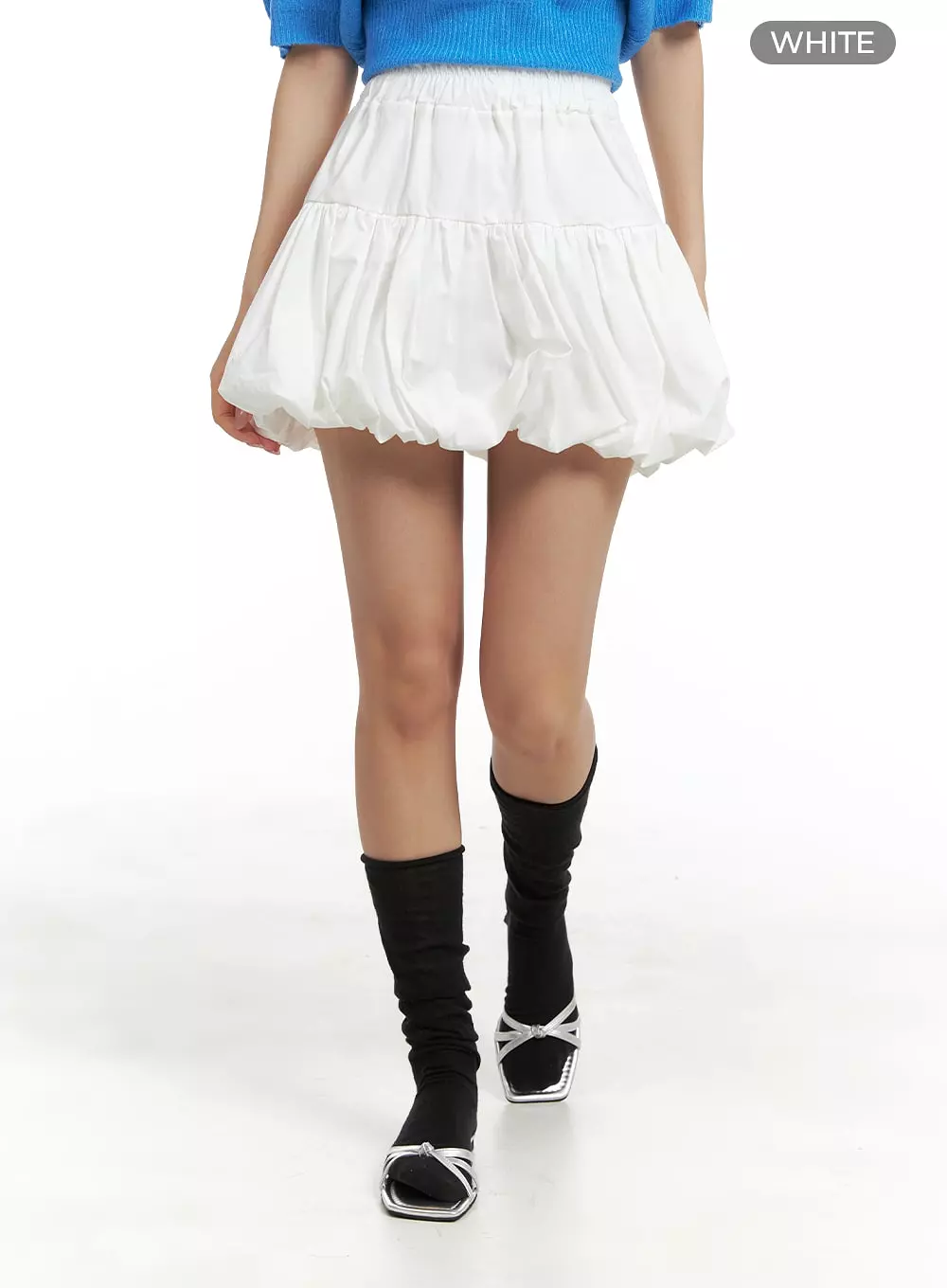 Shirred Bubble Mini Skirt with Outstanding Quality and Style OM428