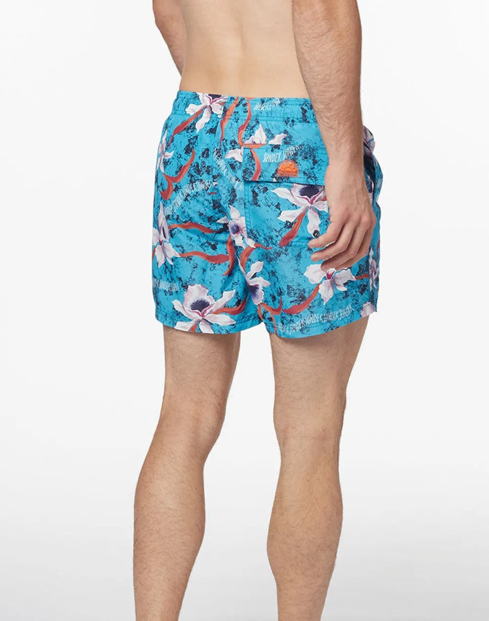 Short Elastic Waist Swimwear with OR-KIDDY Print