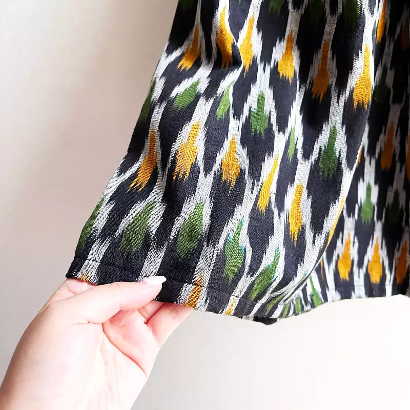 Short Skirt Black Green Ikat