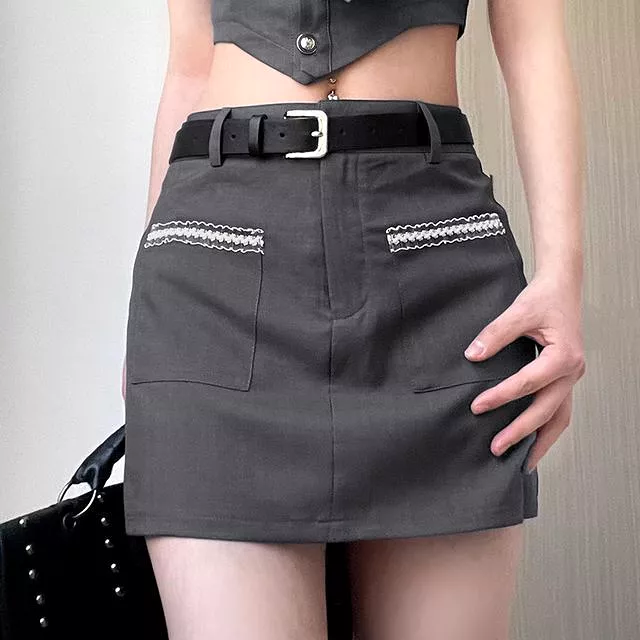 Short-Sleeve Crop Polo Top and Mid Rise Mini Skirt EE21